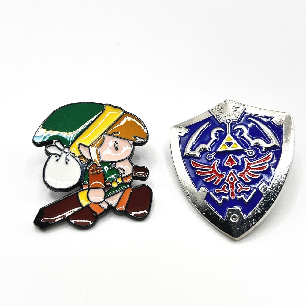 Link Hylian Shield Legend of Zelda Enamel Pin OS Multi Minish Cap Retro Gamer